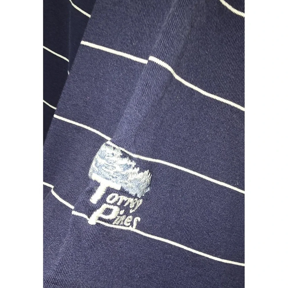 Ralph Lauren Mens Polo Knit Short Sleeve Cotton Blue Stripe‎ Logo Shirt Size Xl